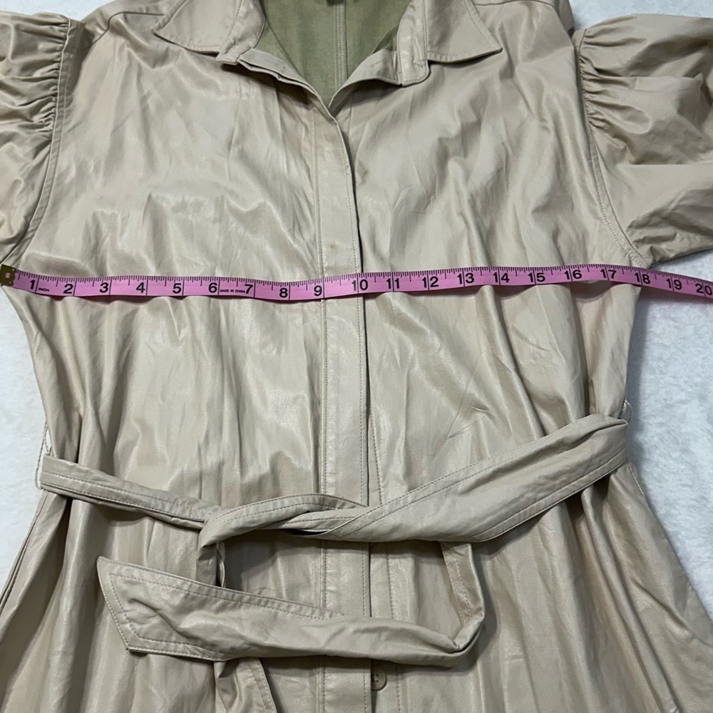 Prologue Cream Faux Leather Puff Poet Sleeve Button Duster Jacket /Dress - Picture 6 of 16